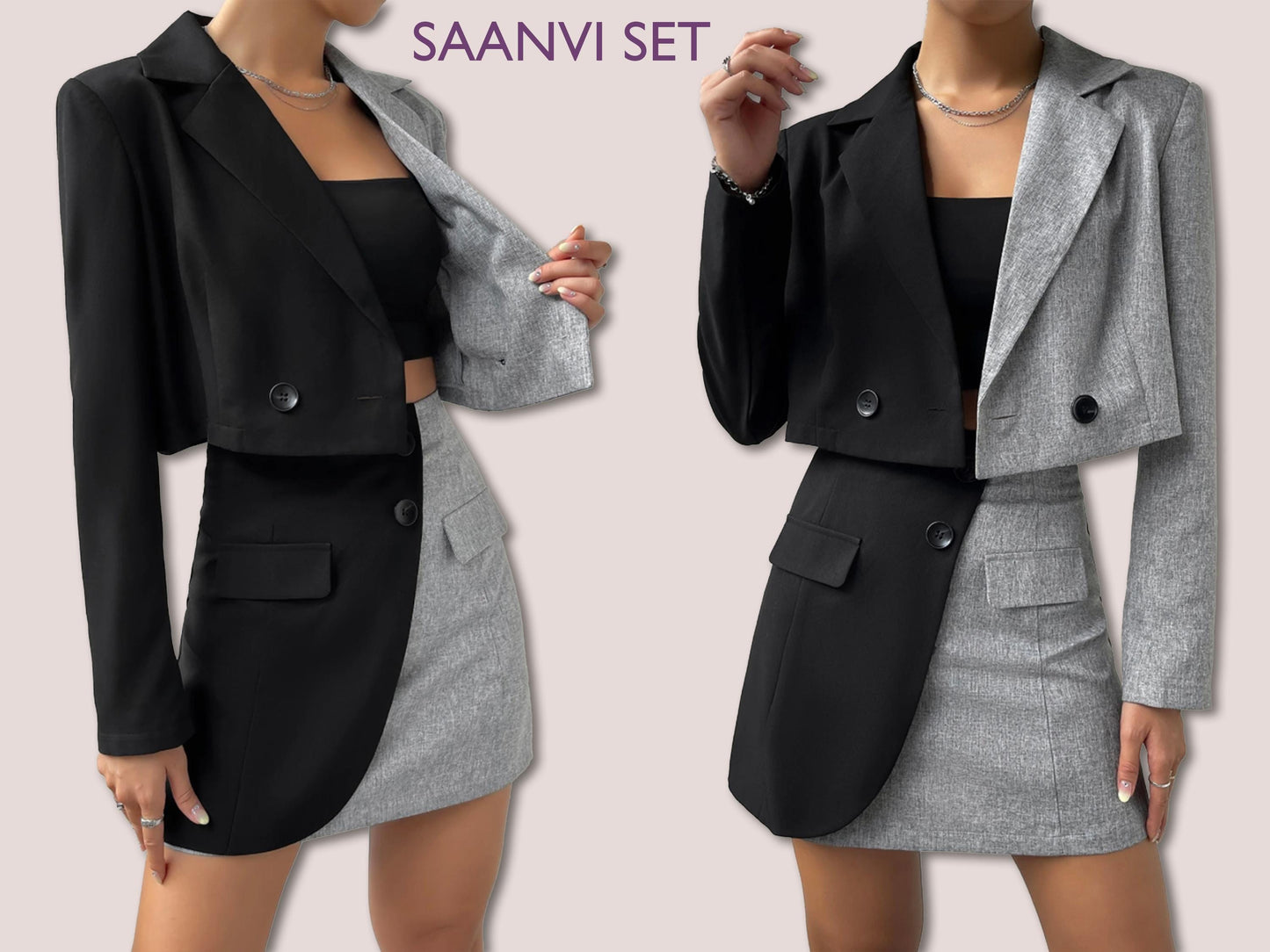 SAANVI Set - crop women blazer pattern| Wrap skirt pattern| Women co-ord set| Women suit, blazzer, jacket sewing Pattern PDF casual outfit
