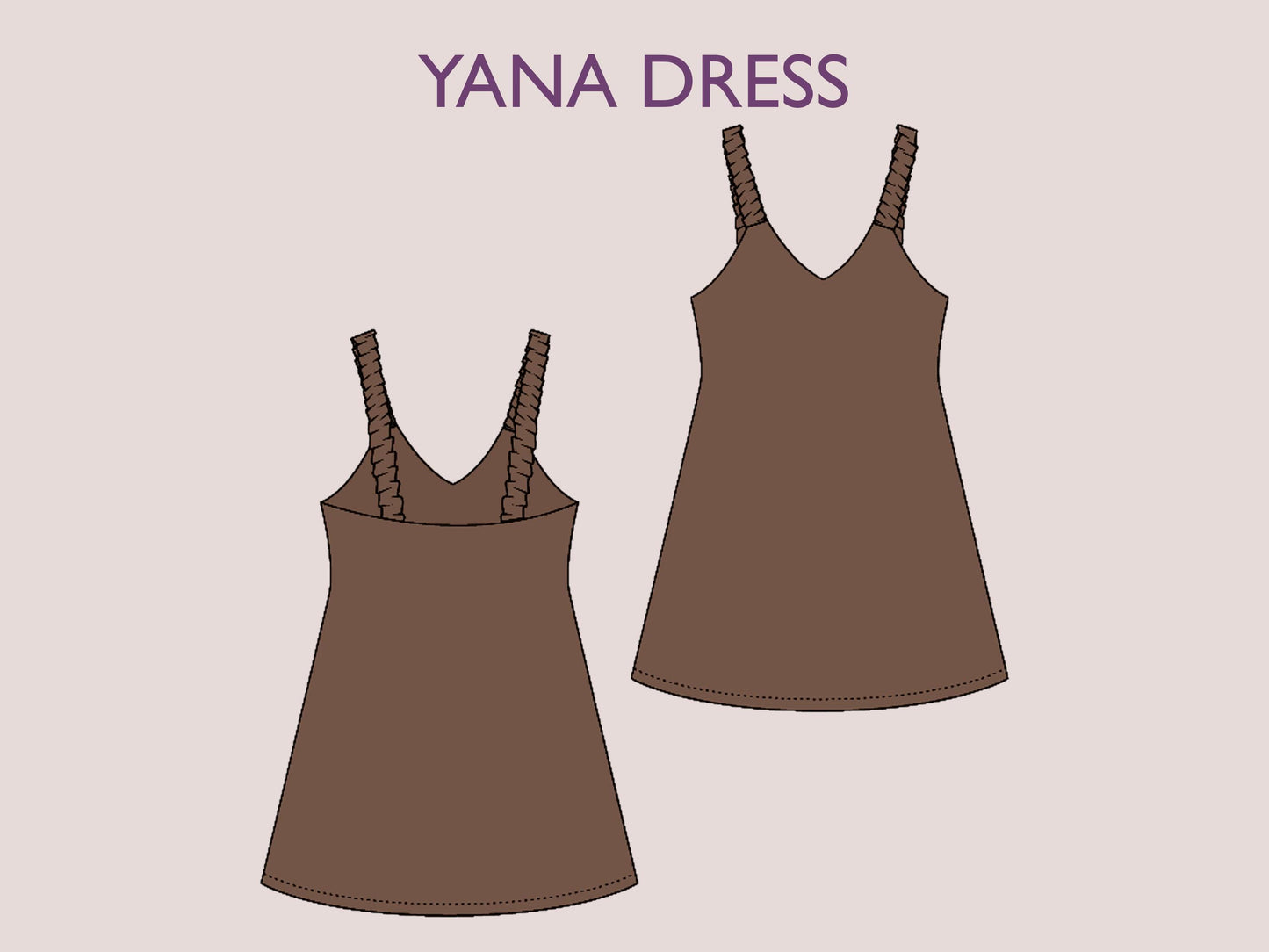 YANA Dress - ruffled strap dress | Bustier dress | Women dress pattern| one piece | V neckline dress| Sleeveless | sewing pattern pdf