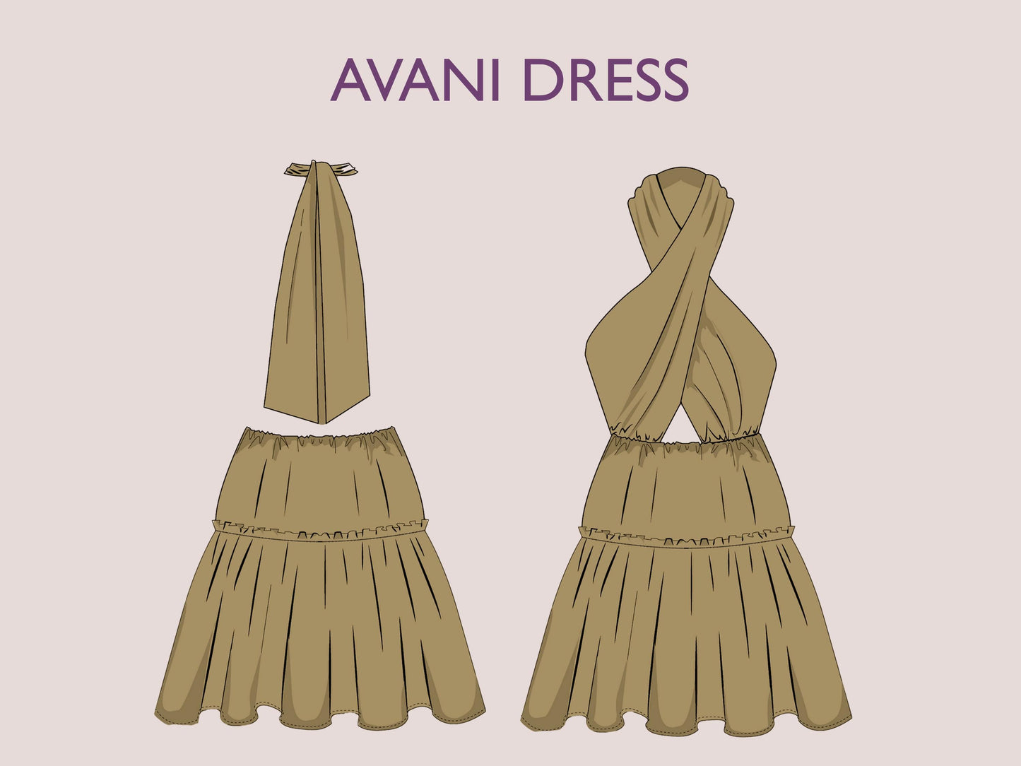 AVANI Dress - Halter neck| Backless dress | Neck tie knot | Women dress pattern| Skirt| one piece | Fancy| Sleeveless| sewing pattern pdf