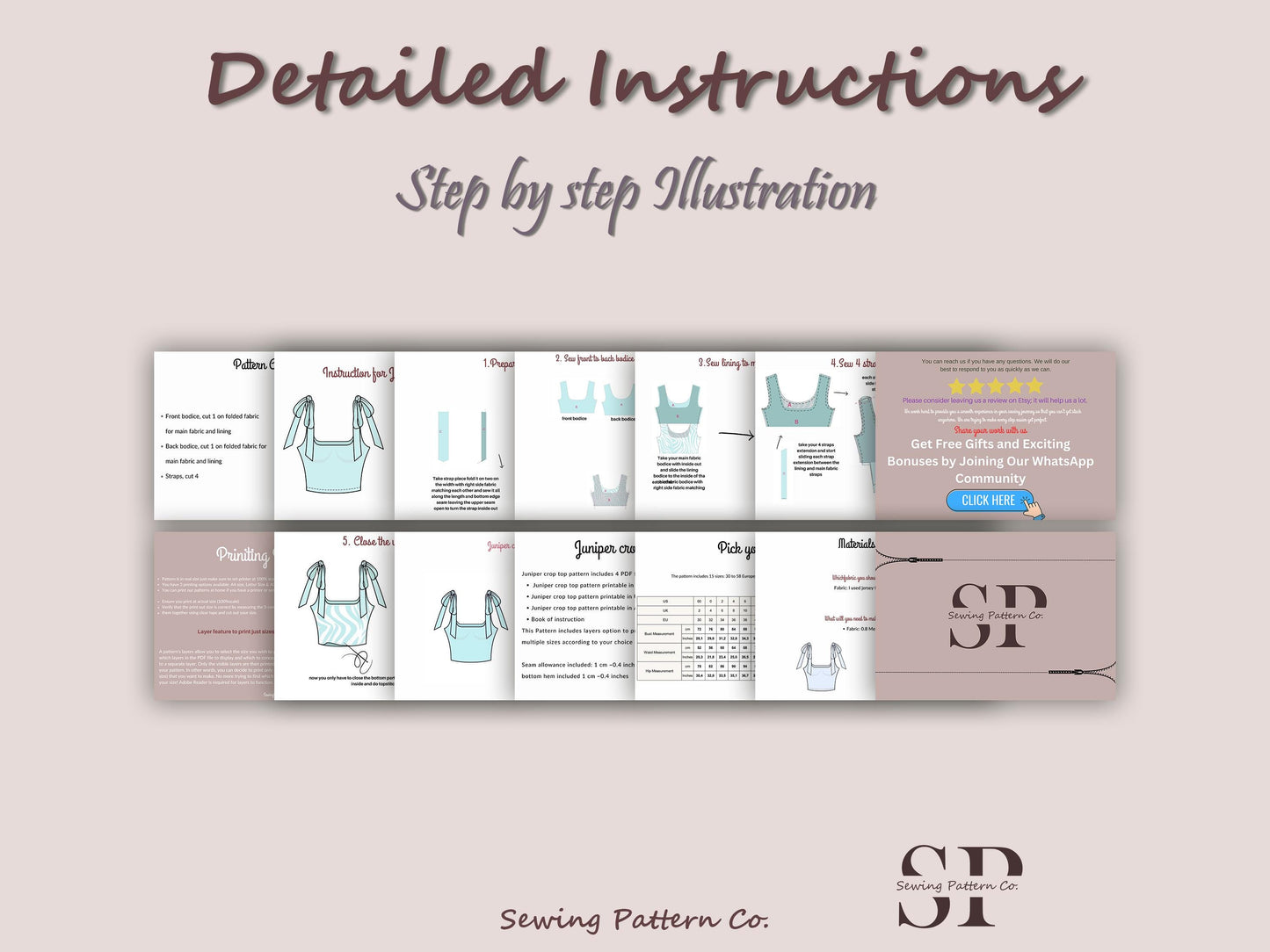 JUNIPER Crop Top - shoulder strap tie top| Top sewing pattern | Bow straps crop top , short summer top, women Top digital sewing Pattern PDF