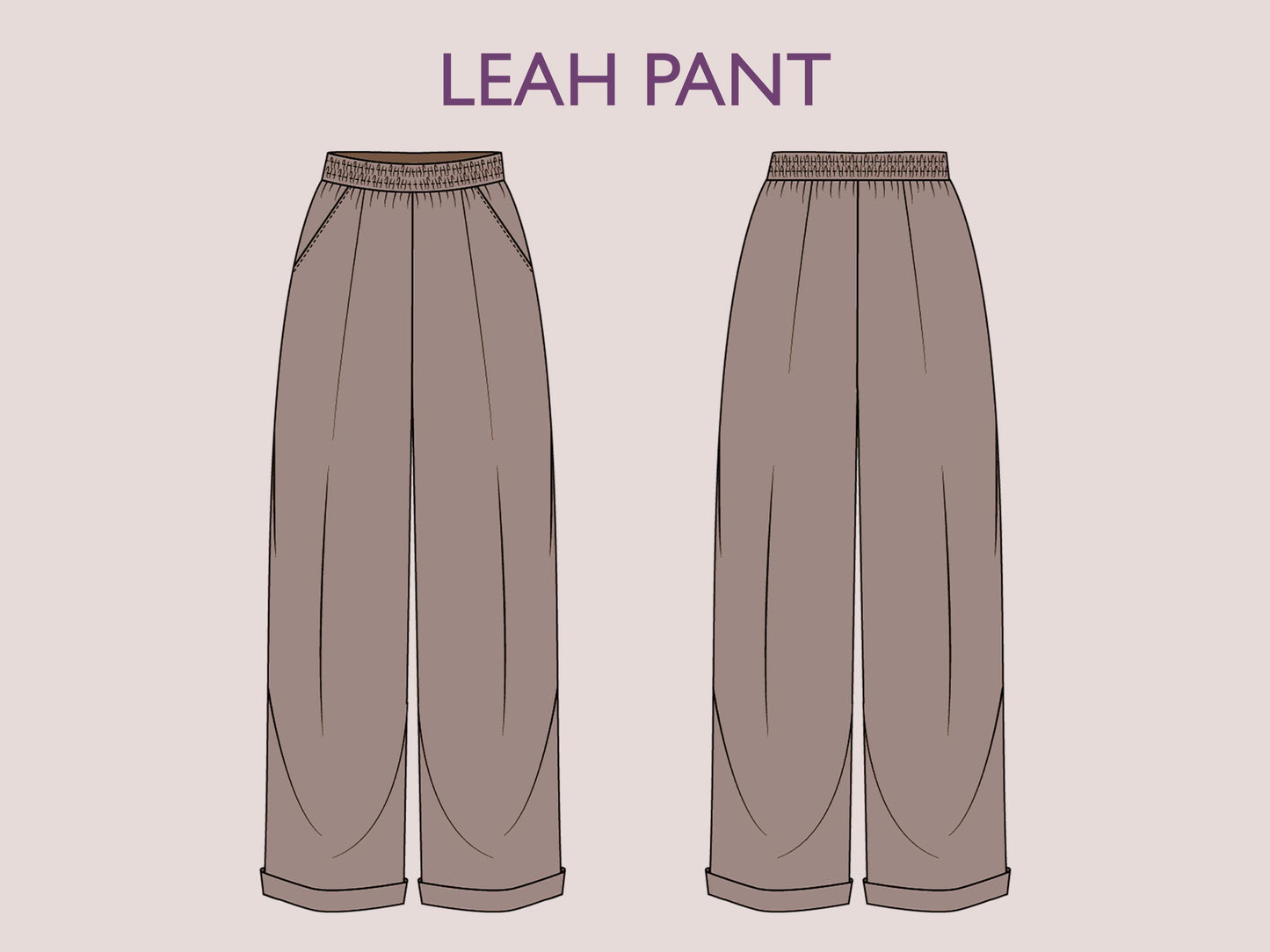 LEAH Pant PDF Sewing Pattern | Palazzo Pants | Elastic Waist | Wide Leg Pants | Digital Pattern | 13 Sizes XXXS–5XL| women sewing pattern
