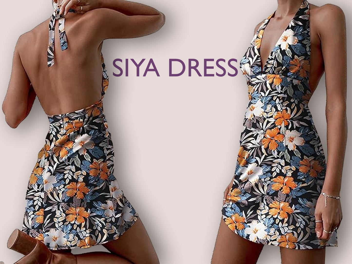 SIYA dress- backless bustier dress | Halter neck tie | deep v neck | Women summer dress pattern| sewing pattern bustier patron de couture