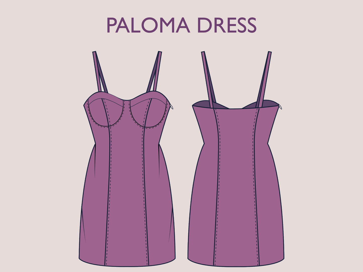 PALOMA Dress - Bustier dress| corset pattern| waist cut | Women sleeveless | Summer dress | one piece | sewing pattern pdf Digital