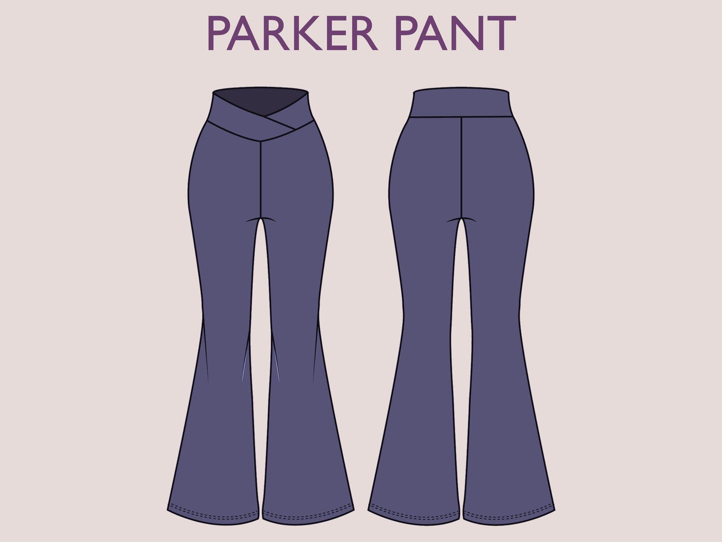 PARKER Pant Sewing Pattern | Wide leg Flairy Legging Trousers PDF | High waist legging| stretchy| sport| Women sewing pattern| Digital Pants