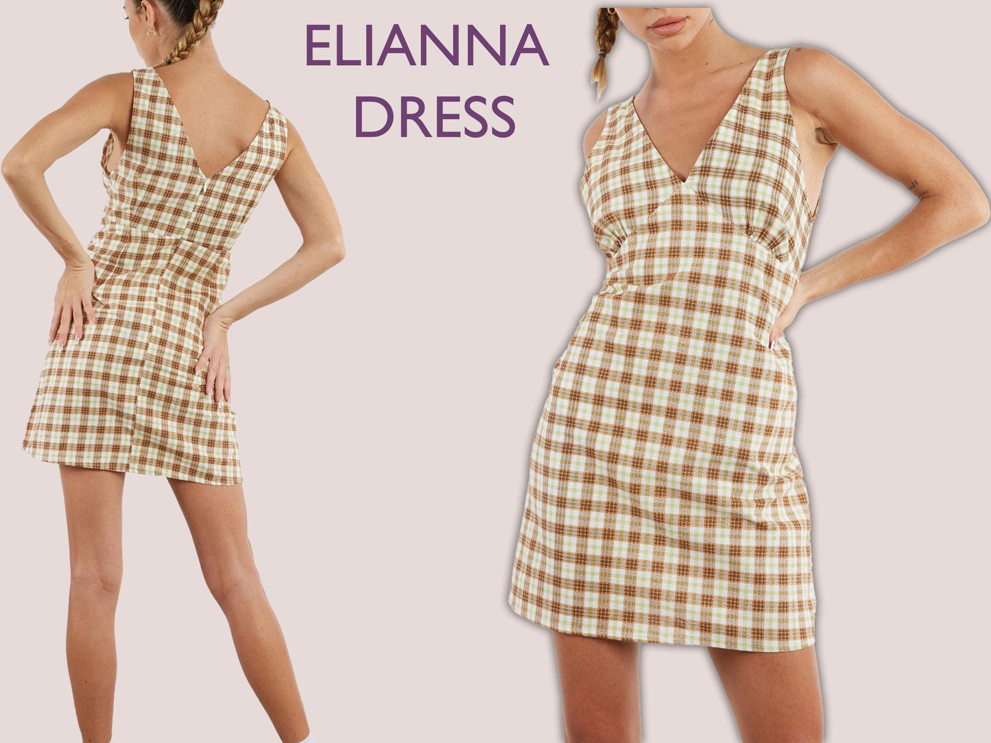 ELIANNA Dress- halter dress | Sleeveless | Women summer dress sewing pattern | short dress sewing pattern | PDF V shape neck and backline.