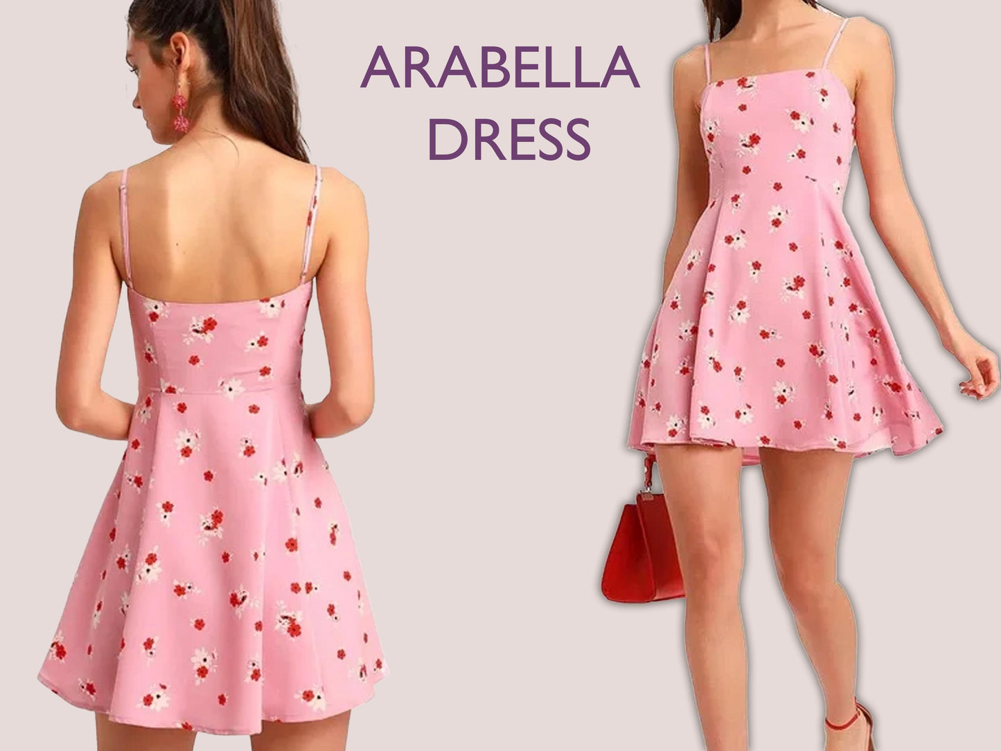 ARABELLA Dress - Skater dress | flairy dress pattern | mini dress | Women sleeveless | straight neckline| one piece | pdf sewing pattern