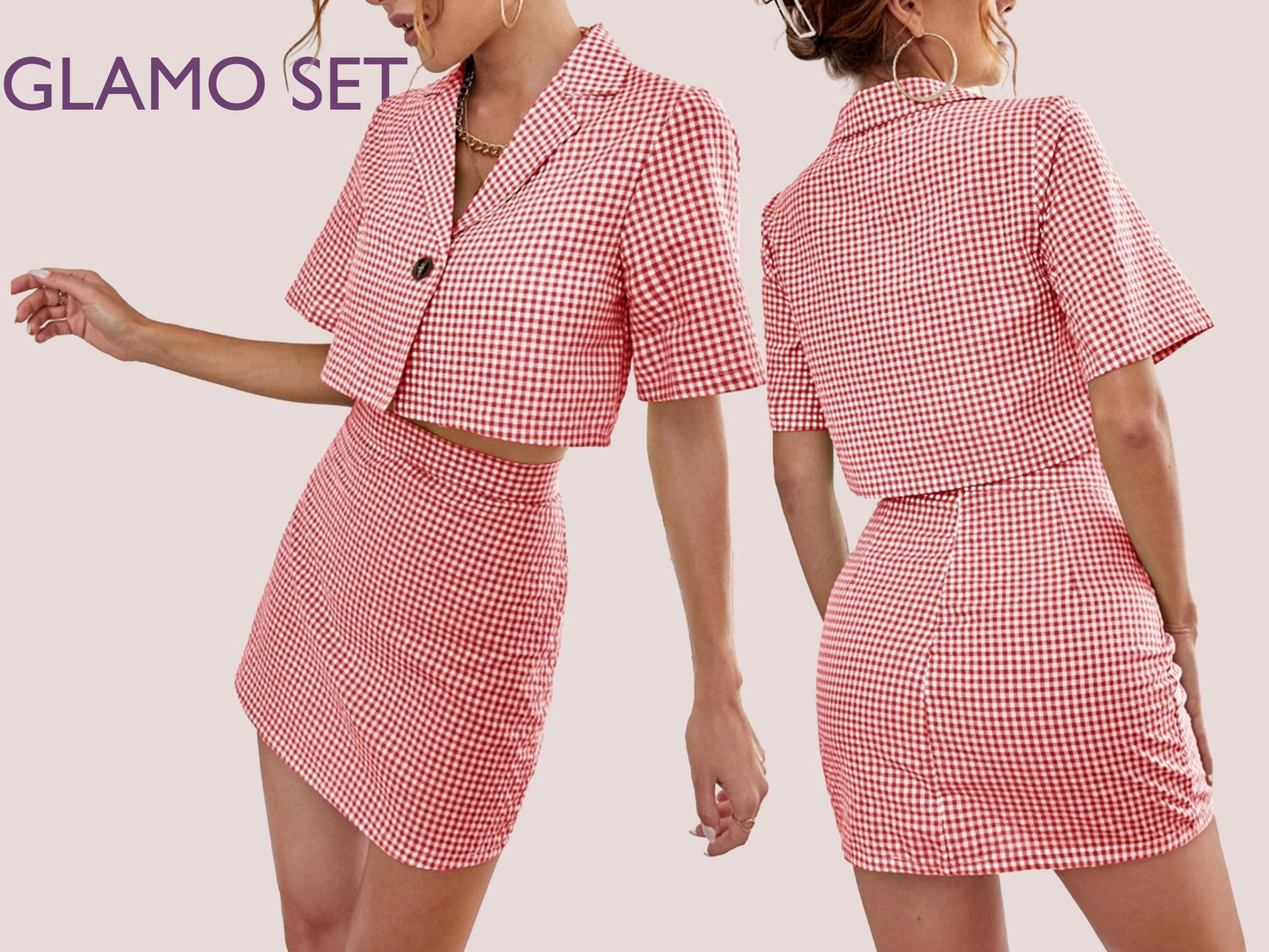 GLAMO Set - Shirt & skirt | Summer Dress | Women dress pattern| Half Sleeve dress, Short dress| sewing Pattern PDF jacket skirt combo