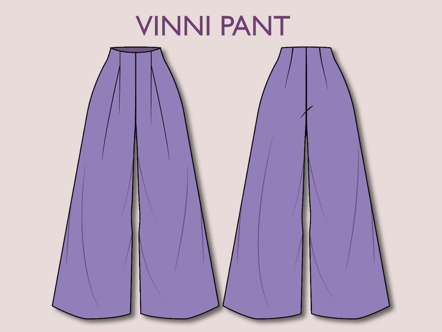 VINNI Pant - High waisted pant | women sewing | Stretch Pants Sewing | Women’s Comfy Pant | Wide leg pant | 15 Sizes| trouser pant