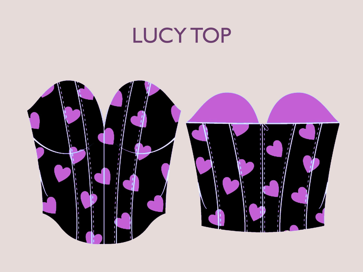 LUCY Top - bustier sweetheart neckline bodice | Heart Corset sewing pattern | Women TOP dress pattern| Bustier, women digital sewing PDF