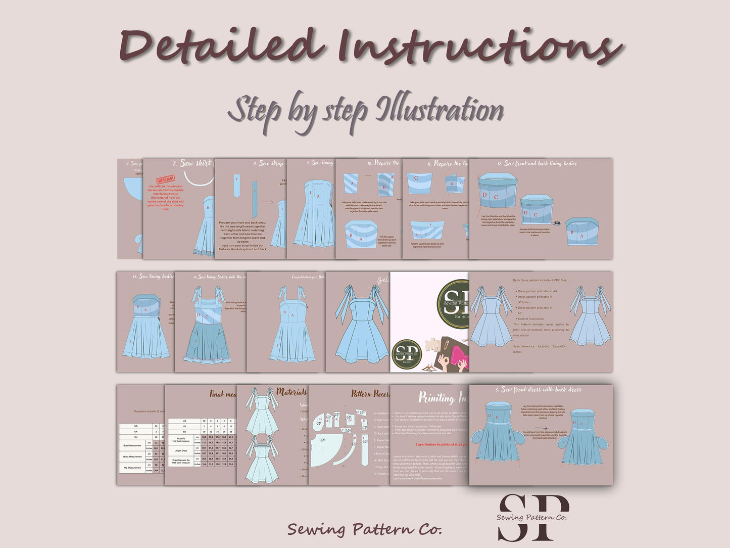 Bow straps dress pattern | Women dress sewing pattern | Bow Mini dress sewing pattern | PDF Sewing pattern | 15-sizes | prom dress pattern