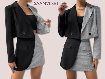 SAANVI Set - crop women blazer pattern| Wrap skirt pattern| Women co-ord set| Women suit, blazzer, jacket sewing Pattern PDF casual outfit