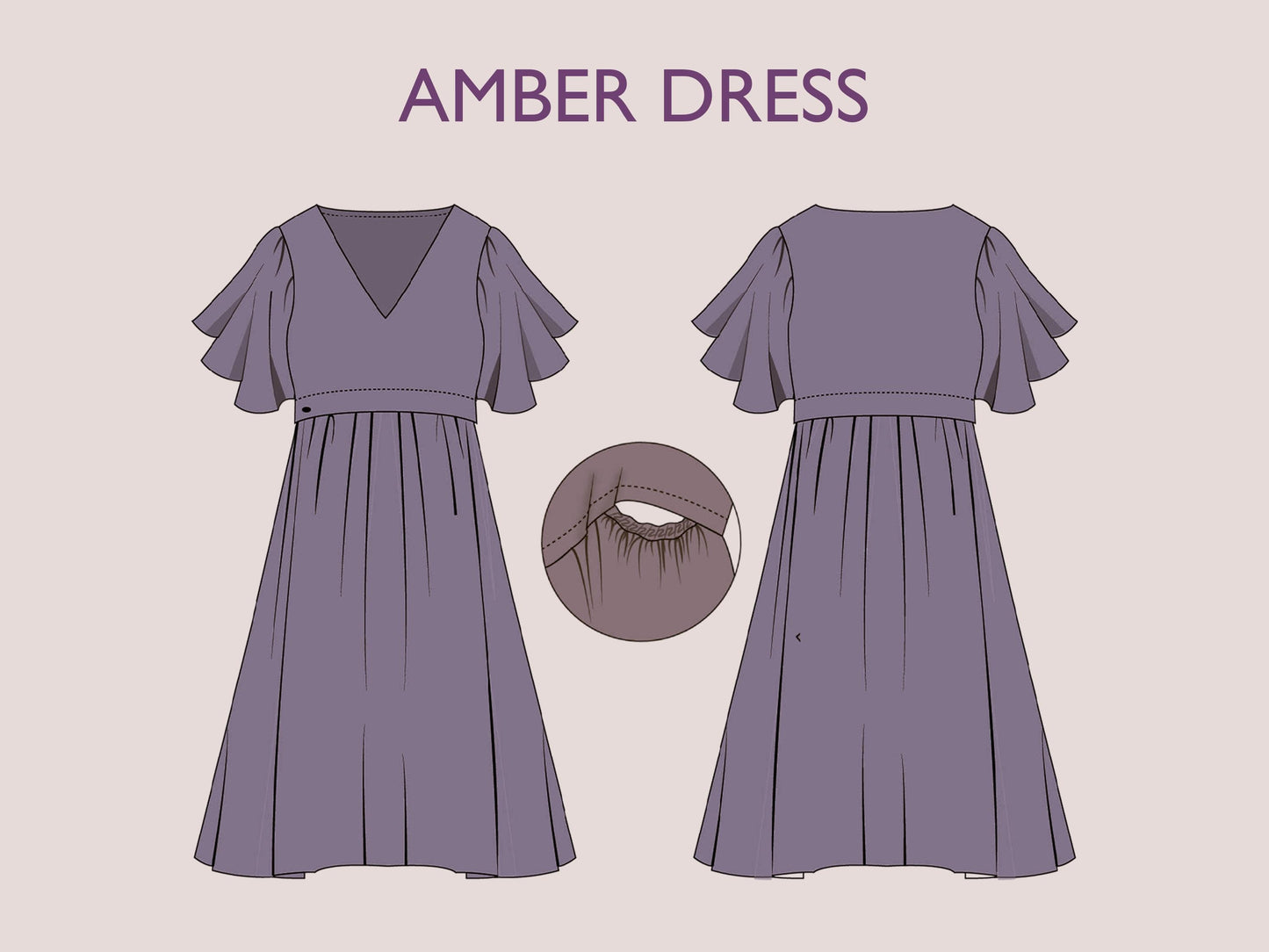 AMBER Dress - Nursing dress pattern| breastfeeding dress sewing pattern | Women dress pattern| mother dress pattern | sewing pattern pdf