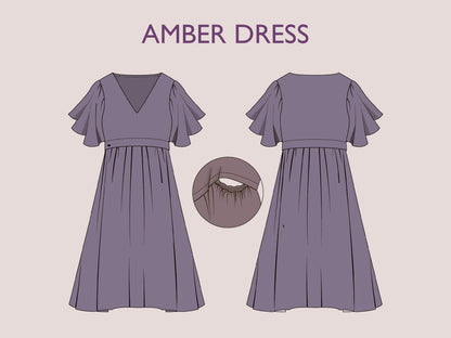 AMBER Dress - Nursing dress pattern| breastfeeding dress sewing pattern | Women dress pattern| mother dress pattern | sewing pattern pdf