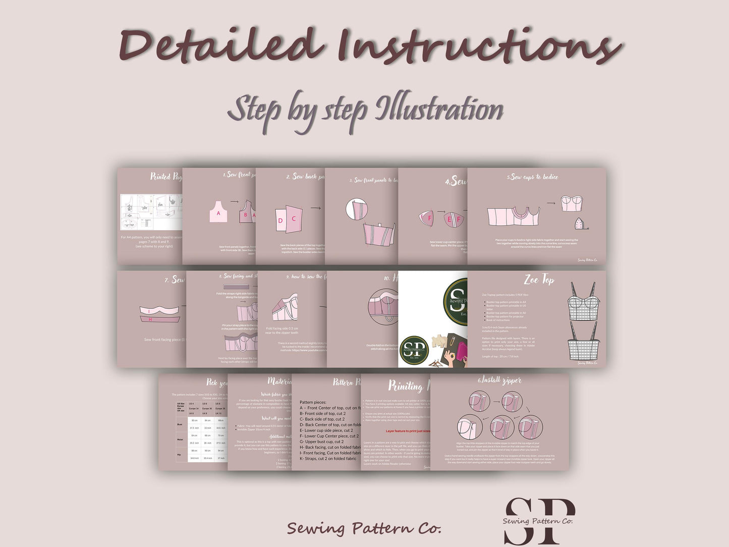ZOE Top - Bustier Minimalist top | Halter top Corset pattern | Sleeveless bodice pattern| women Top digital sewing Pattern PDF