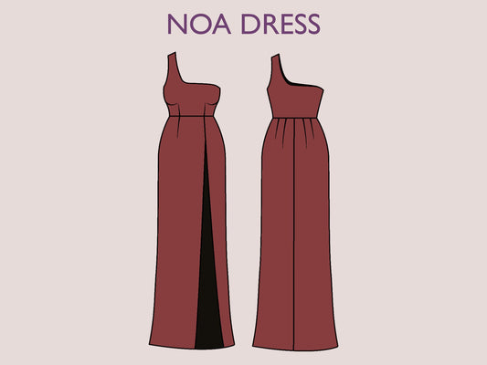 NOA Dress- Slit maxi dress| One shoulder dress | Women dress sewing pattern | long dress sewing pattern | PDF wedding, prom, evening dress