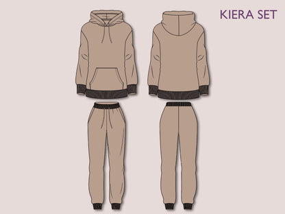 KIERA Set - Women Hoodie set| Hoodie & jogging pattern| Loungewear, Sweatshirt| Full Sleeve, lower| Women Winter set sewing Pattern PDF