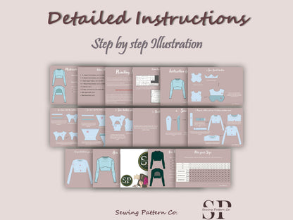 AVA Top - Turtleneck & Mock Neck Top | Back cut out crop top sewing pattern | Women TOP dress pattern|  | High neck  girl sewing pattern pdf