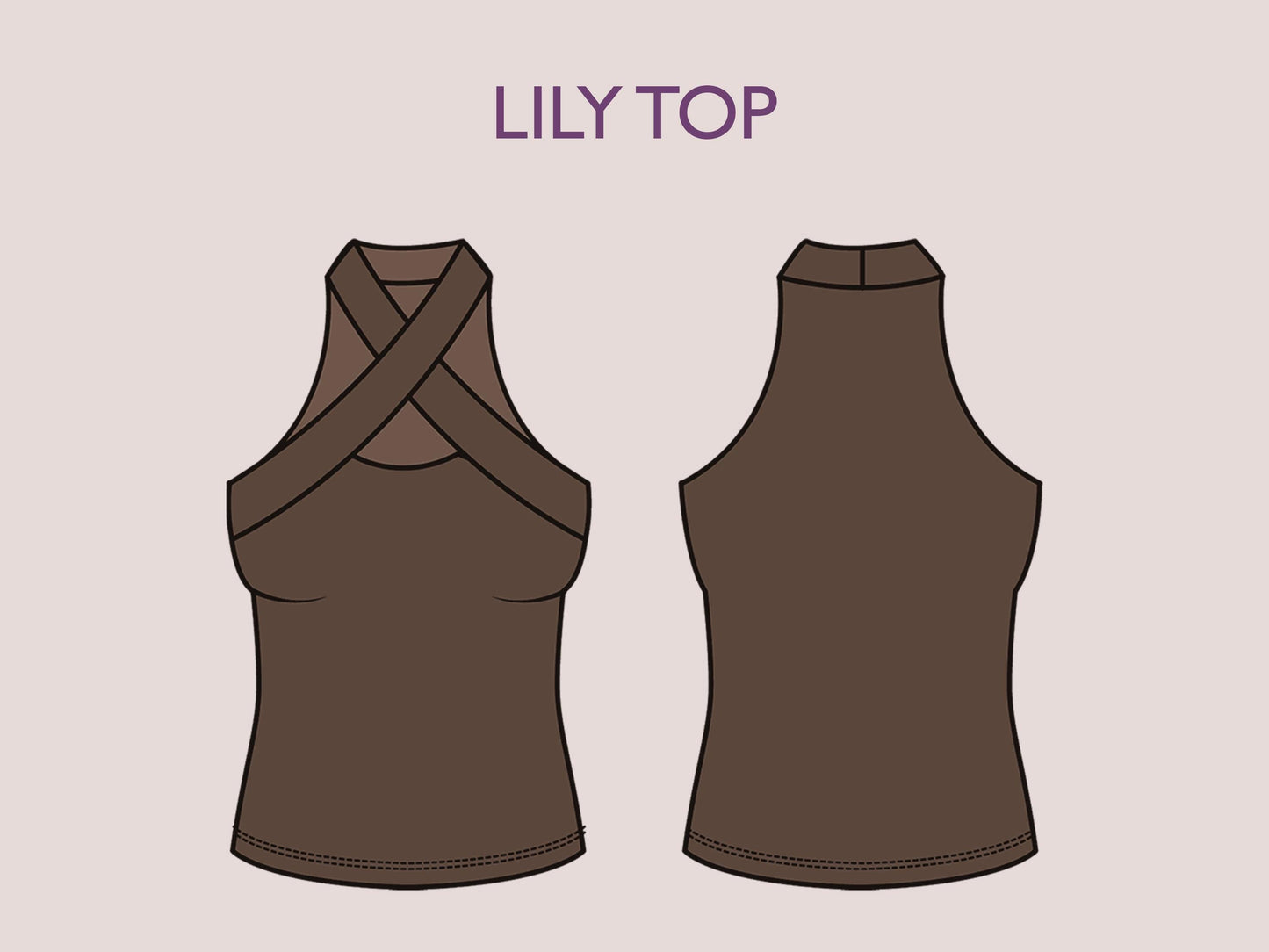 LILY Top - Minimalist top | Halter top pattern | Sleeveless, Cutout, Cross Front| women Top digital sewing Pattern PDF crop top blueprint
