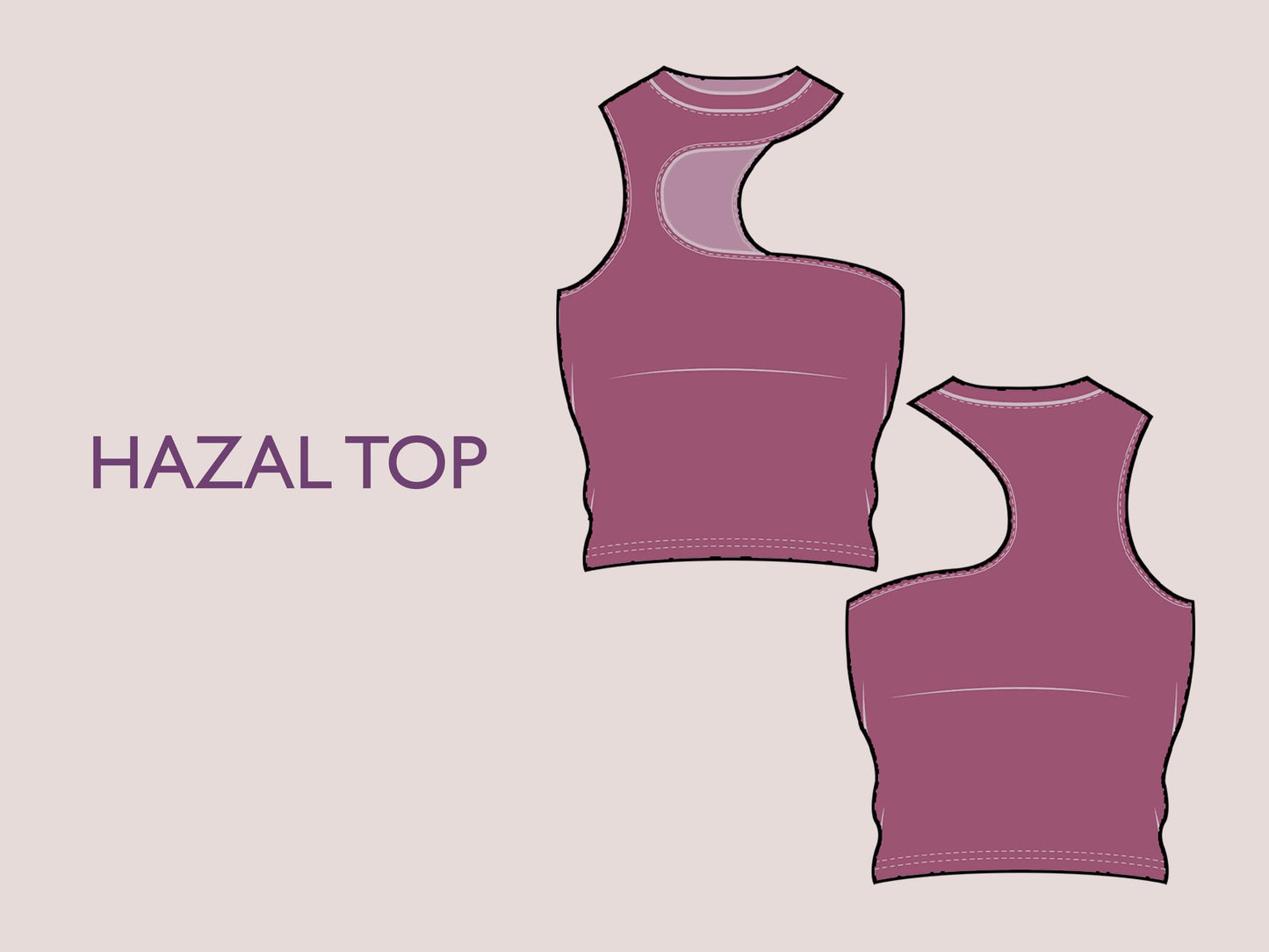 HAZEL Top - Fleur crop top | Women Cutout crop top  | easy Women TOP dress pattern| women digital sewing Pattern PDF