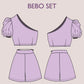 BEBO Set - one shoulder top | high waist short | Women dress pattern| Puffy Sleeve dress, Short dress|   sewing Pattern PDF