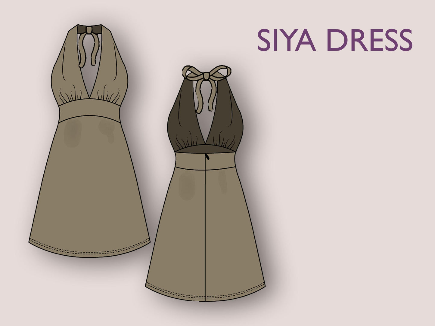 SIYA dress- backless bustier dress | Halter neck tie | deep v neck | Women summer dress pattern| sewing pattern bustier patron de couture