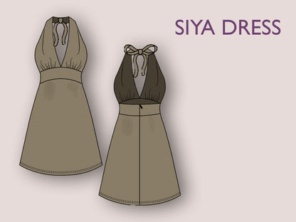 SIYA dress- backless bustier dress | Halter neck tie | deep v neck | Women summer dress pattern| sewing pattern bustier patron de couture