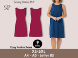 Linen Shift Dress Pattern, Sleeveless Summer Dress Sewing, Minimalist Loose Fit, A-Line