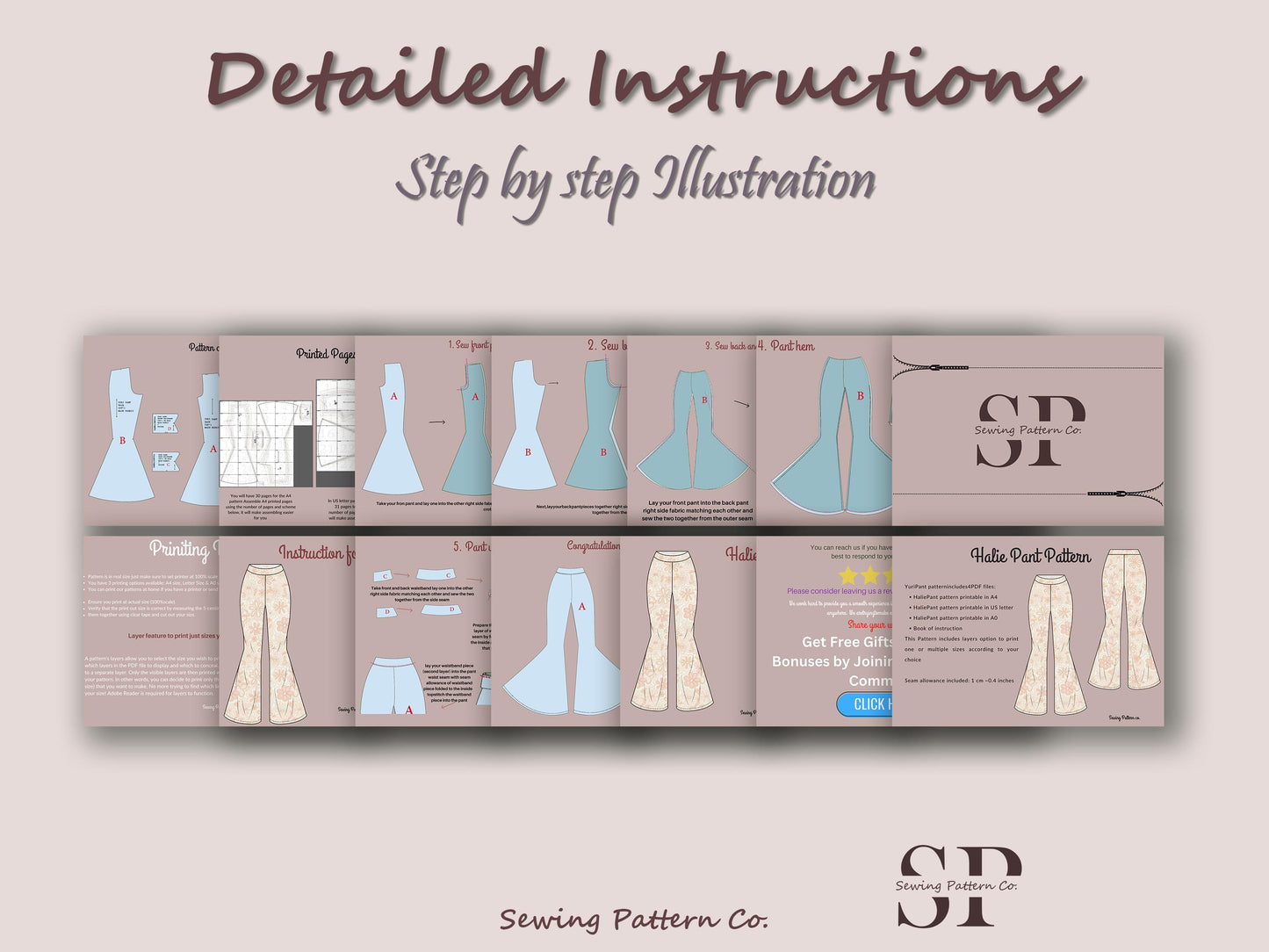 HALIE Pant - Stretchy pant pattern | women pant sewing PDF| flairy classy pant| comfy pant pattern| Wide leg pant| Digital trouser long pant