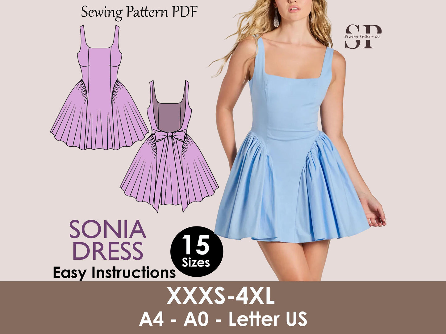 Wedding dress pattern| prom dress pattern| Fairy Dress | Backless Dres Sewing Pattern Co. Wedding dress pattern| prom dress pattern| Fairy Dress | Backless Dres Sewing Pattern Co.