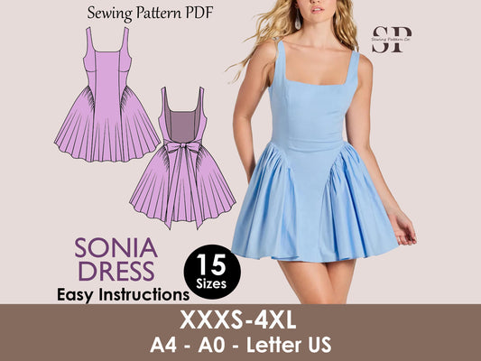 Wedding dress pattern| prom dress pattern| Fairy Dress | Backless Dress | skater dress pattern| 15 size| women pdf pattern| Skirt pattern