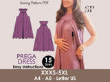 PREGA Dress Pregnancy Flairy dress | nursing | Highneck skirt, women Top sewing pattern PDF