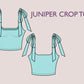 JUNIPER Crop Top - shoulder strap tie top, Bow straps, short summer, women sewing Pattern