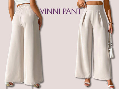 VINNI Pant - High waisted pant | women sewing | Stretch Pants Sewing | Women’s Comfy Pant | Wide leg pant | 15 Sizes| trouser pant