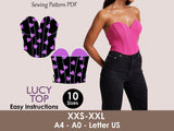 LUCY Top - bustier sweetheart neckline bodice | Heart Corset sewing pattern | Women TOP dress pattern| Bustier, women digital sewing PDF