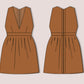 Deep V Neck Dress Sewing Pattern PDF, Mini Wedding Dress XS-3XL, Pleated Skater with Zipper