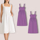Midi Dress Sewing Pattern PDF | Square Neck with Pockets | Summer Gathered Skirt | Beginner Friendly Straps Dress