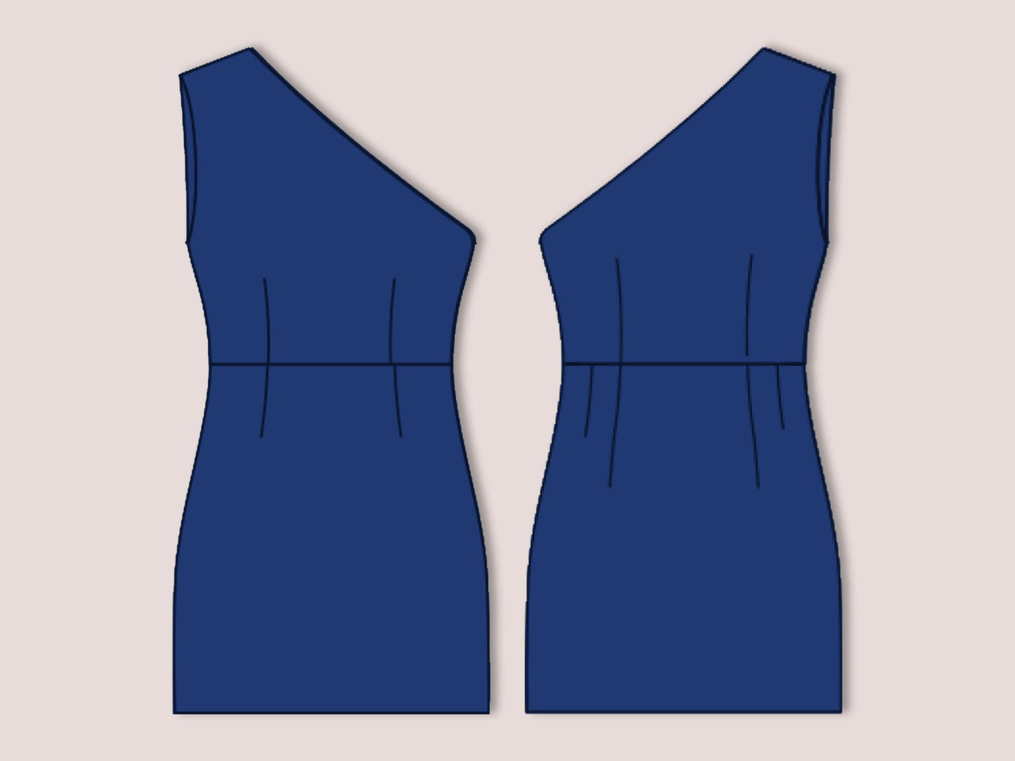 One Shoulder Bodycon Dress Sewing Pattern | XS-3XL (PDF Pattern)