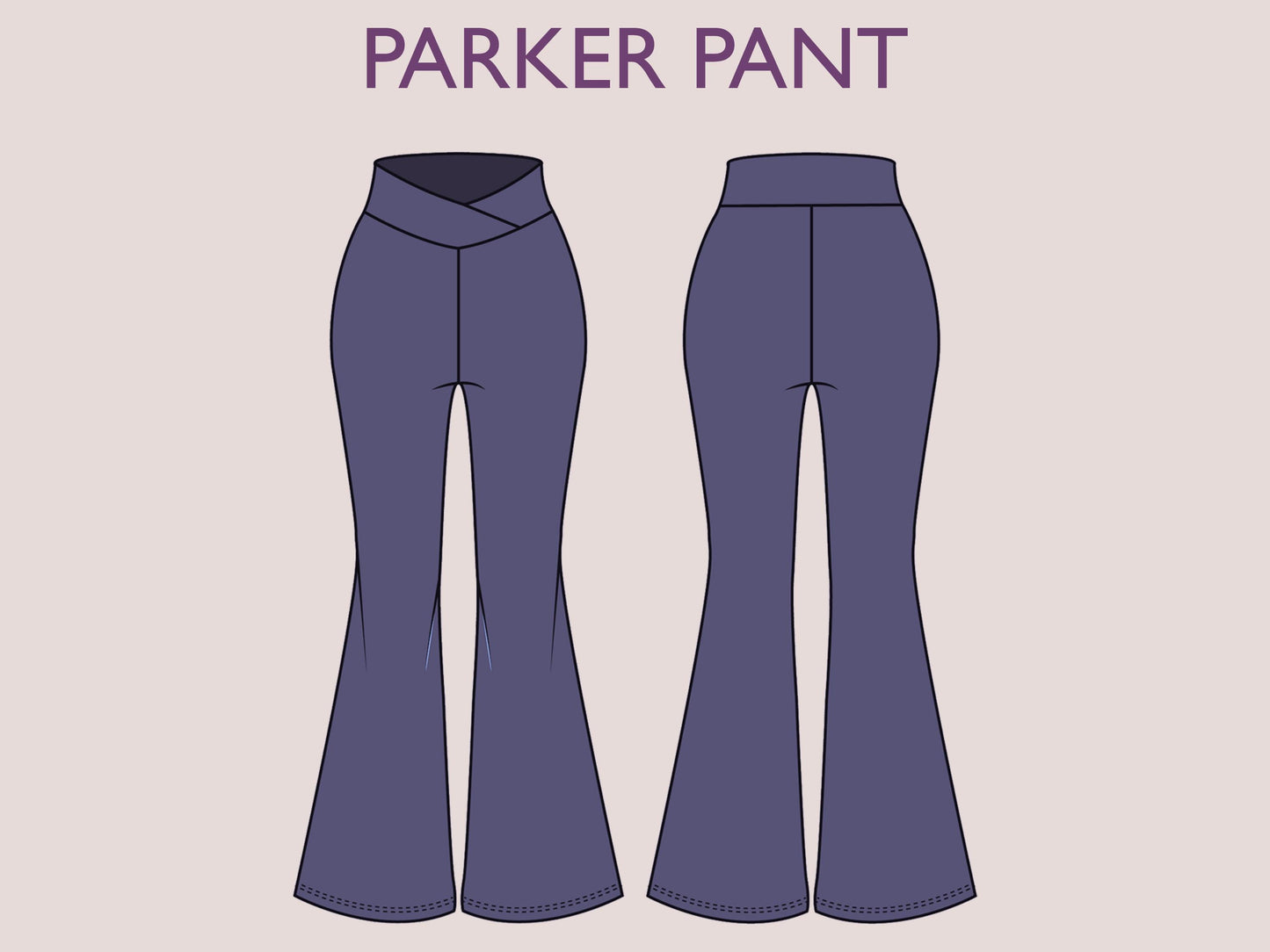 PARKER Pant Sewing Pattern | Wide leg Flairy Legging Trousers PDF | High waist legging| stretchy| sport| Women sewing pattern| Digital Pants