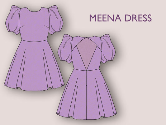 MEENA dress- cutout back dress | puffy sleeve |  | Women dress pattern | wedding dress prom| fairy dress| sewing pattern robe patron couture