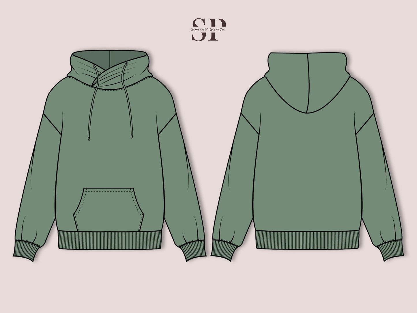 Cross Neck Hoodie Sewing Pattern PDF, Women’s Pullover Hoodie Pattern, Cozy Cowl Neck Sweatshirt- 15 Sizes