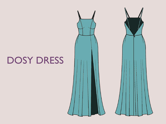 DOSY Dress - Slit dress| open back maxi | Women dress pattern| prom dress, gown Long dress| one piece dress | Birthday, party| Sleeveless