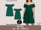 Off Shoulder Skater Dress Sewing Pattern | PDF Fit & Flare, Women XS-3XL