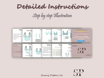 JUNIPER Crop Top - shoulder strap tie top| Top sewing pattern | Bow straps crop top , short summer top, women Top digital sewing Pattern PDF