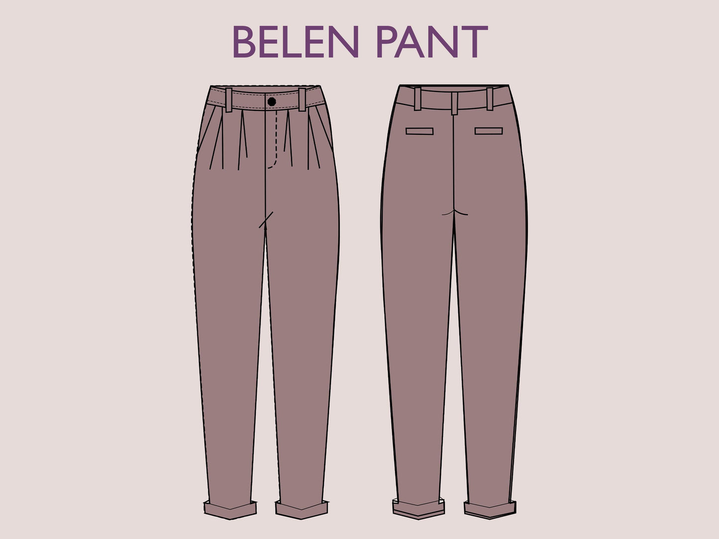 BELEN Pant- cuffed pant pattern | Ankle length women trouser | 70s, 90s pant| stretchy| casual| Women Trouser sewing pattern| Digital Pants