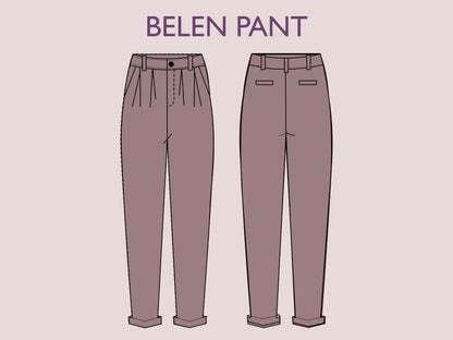 BELEN Pant- cuffed pant pattern | Ankle length women trouser | 70s, 90s pant| stretchy| casual| Women Trouser sewing pattern| Digital Pants