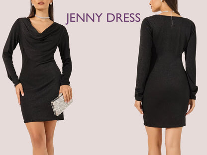 JENNY Dress - cowl neckline dress| Long Sleeve dress| Women dress pattern| Short dress| one piece dress | Birthday dress| Girl baby Top