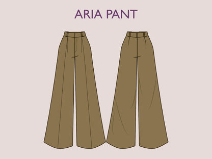 ARIA Pant Sewing Pattern | Wide Leg High Waist Trousers PDF | Women sewing pattern | Women’s Digital Pants Pattern | 15 sizes