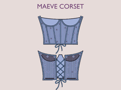 MAEVE Corset - Under bust Corset  | corset sewing pattern | zigzag back thread tie , Bustier top, women Top digital sewing Pattern PDF