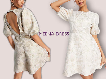 MEENA dress- cutout back dress | puffy sleeve |  | Women dress pattern | wedding dress prom| fairy dress| sewing pattern robe patron couture
