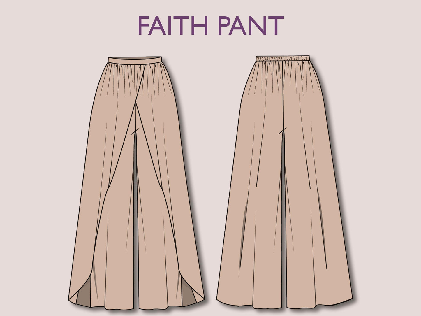 FAITH Pant - women wrap pant | women pant sewing PDF | slit pant | Women’s Comfy Pant | Wide leg pant | 15 Sizes| Digital trouser long pant